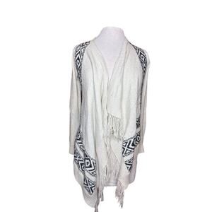 Hollister cream aztec pattern flowy serape cardigan Womens Sweater shawl size S